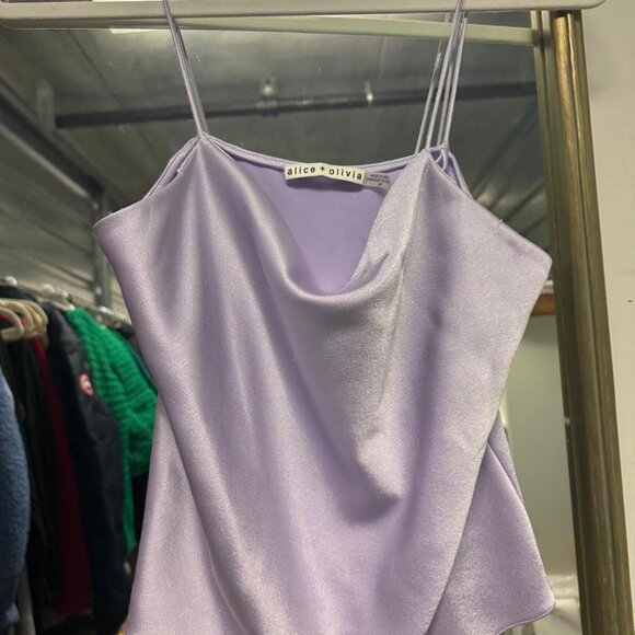 Alice + Olivia Lilac Satin Cowl Neck Cami Top - Picture 2 of 3
